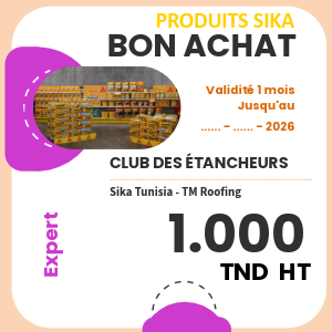 1 x Bon d'achat - Produits Sika d'une valeur de 1.000TND HT