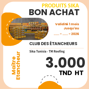 1 x Bon d'achat - Produits Sika d'une valeur de 3.000TND HT