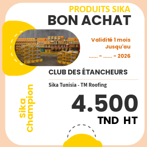 1 x Bon d'achat - Produits Sika d'une valeur de 4.500TND HT